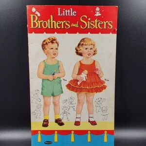 Whitman Little Brothers & Sisters 8.5" Paper Dolls Tim Kay Ann Pete‎ Uncut 1953
